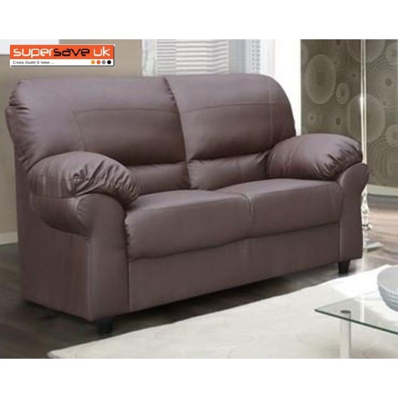 Brown faux leather 2 seater deals sofa